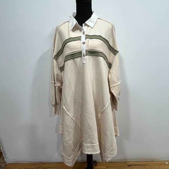 Free People Blair Oversized Sweatshirt Dress, New, Oatmeal Combo, Small - Picture 4 of 7